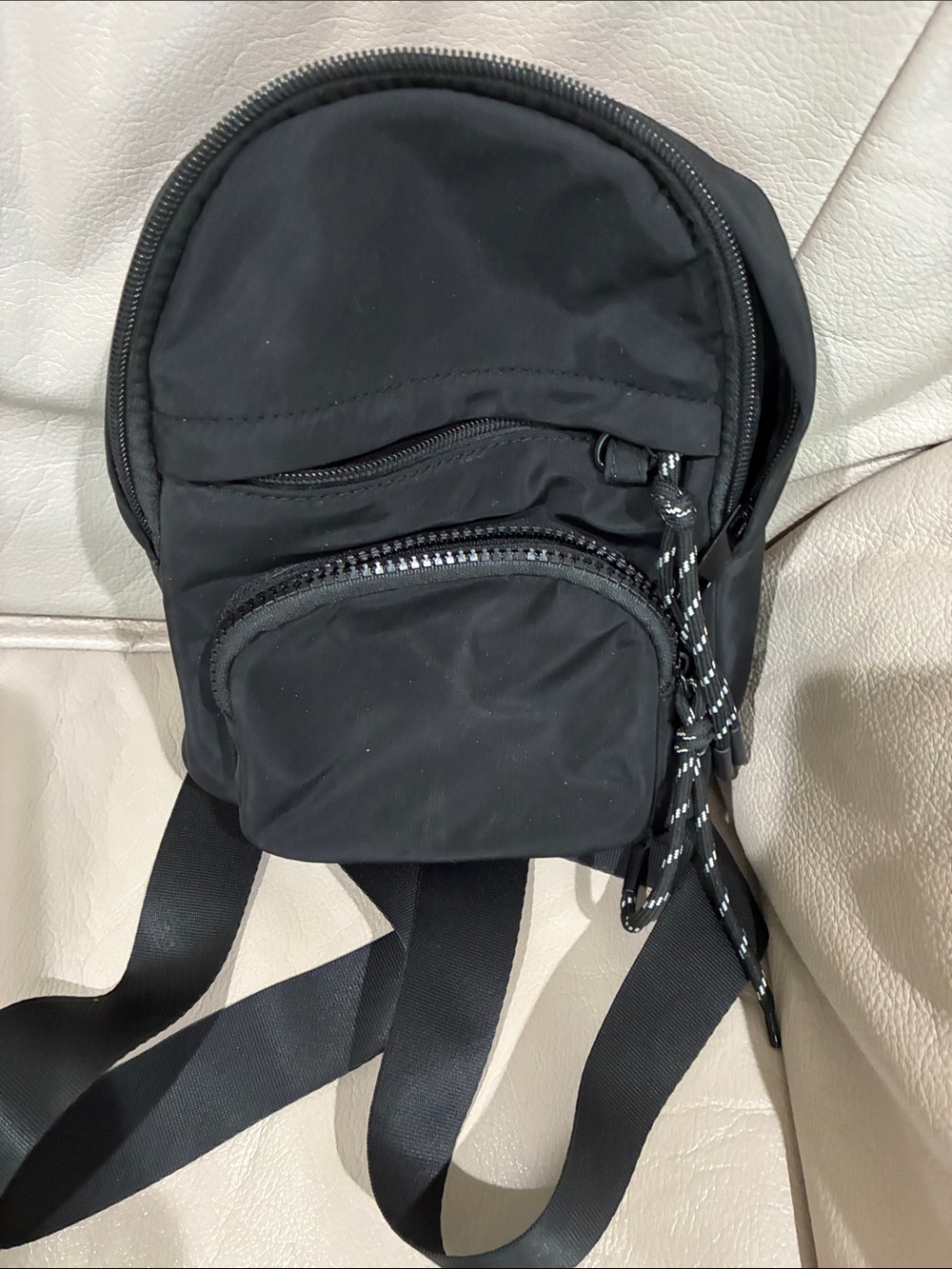 Black Men’s Compact Nylon Mini Backpack